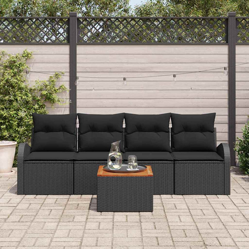 vidaXL Garden Sofa Set 5 pcs Black