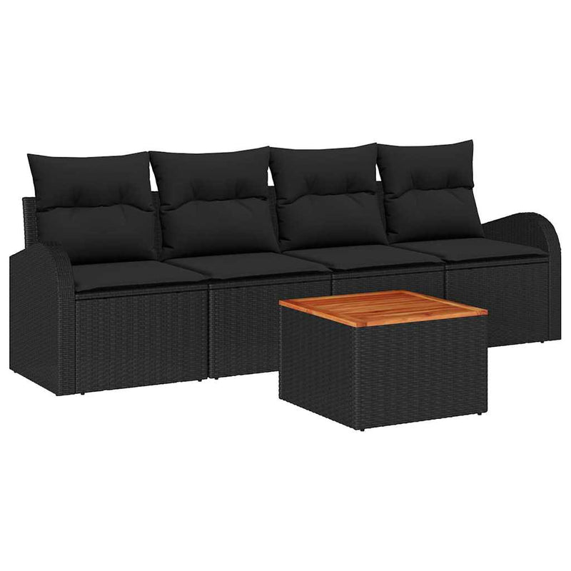 vidaXL Garden Sofa Set 5 pcs Black