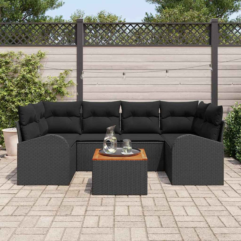 vidaXL Garden Sofa Set 7 pcs Black