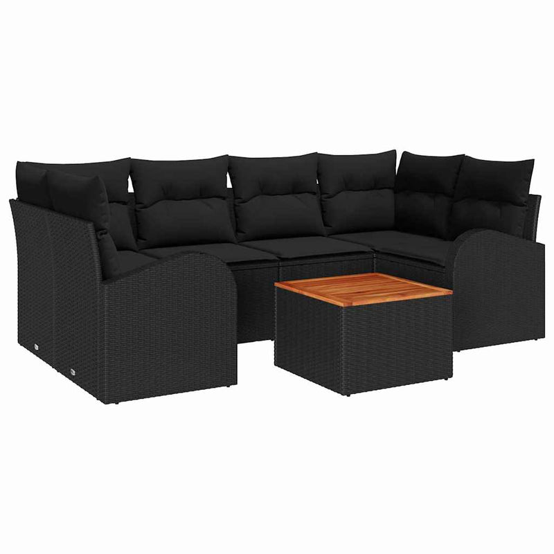 vidaXL Garden Sofa Set 7 pcs Black
