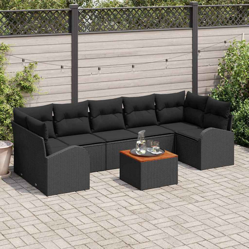 vidaXL Garden Sofa Set 8 pcs Black