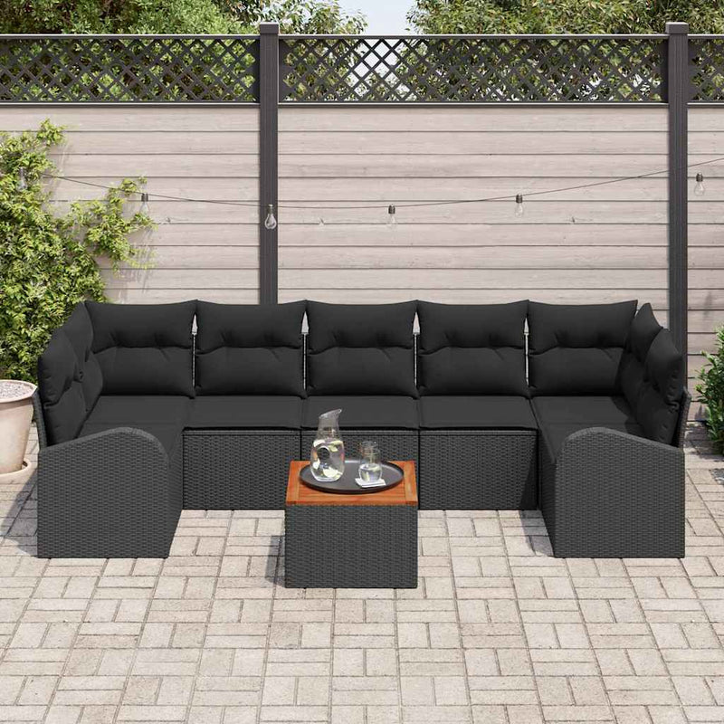 vidaXL Garden Sofa Set 8 pcs Black