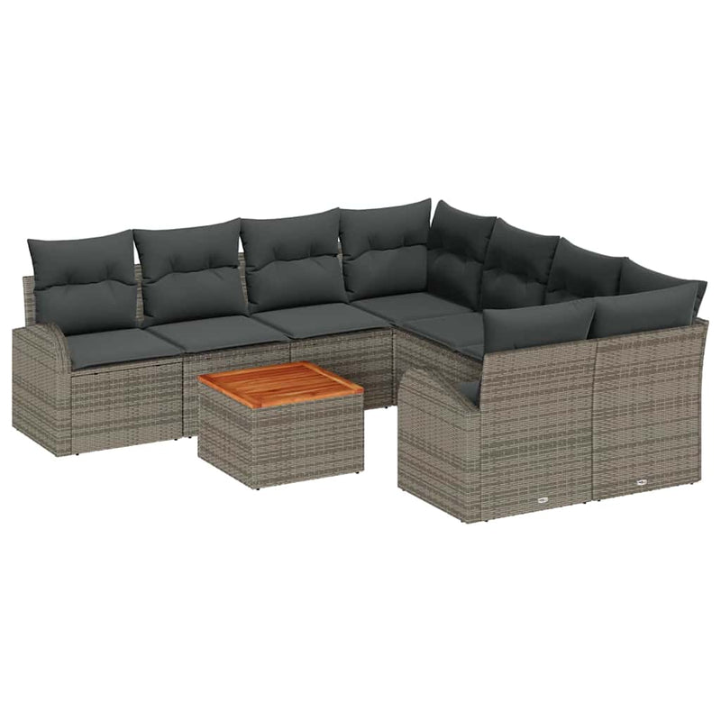 vidaXL Garden Sofa Set 9 pcs Grey