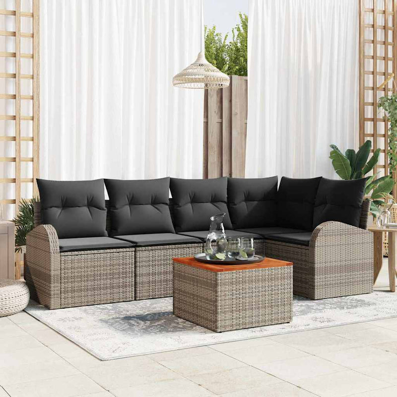 vidaXL Garden Sofa Set 6 pcs Grey