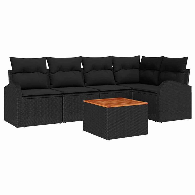 vidaXL Garden Sofa Set 6 pcs Black
