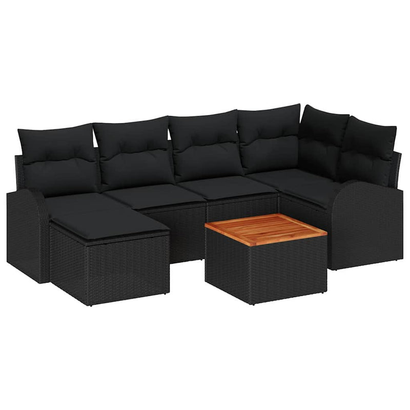 vidaXL Garden Sofa Set 7 pcs Black