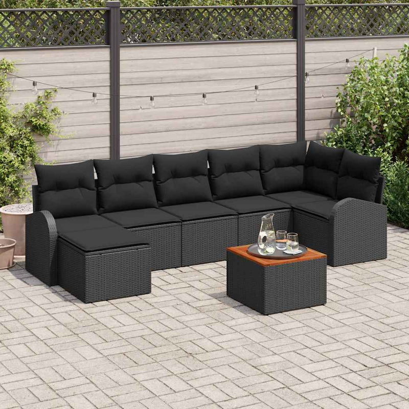 vidaXL Garden Sofa Set 8 pcs Black