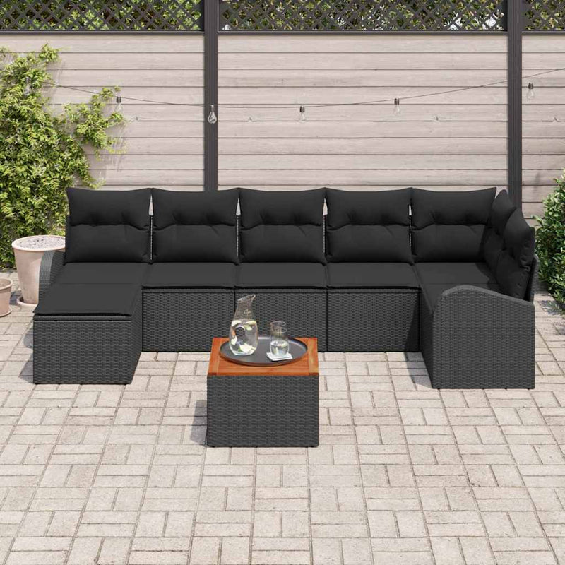 vidaXL Garden Sofa Set 8 pcs Black