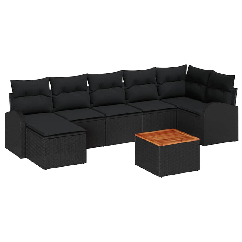 vidaXL Garden Sofa Set 8 pcs Black