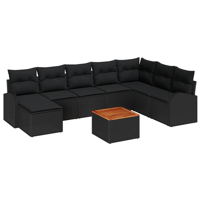 vidaXL Garden Sofa Set 9 pcs Black