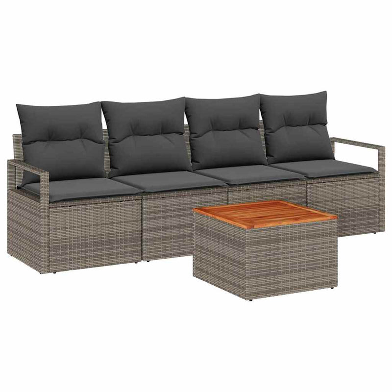 vidaXL Garden Sofa Set 5 pcs Grey