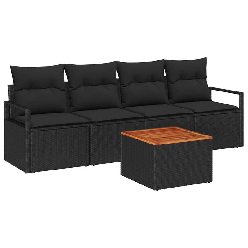vidaXL Garden Sofa Set 5 pcs Black