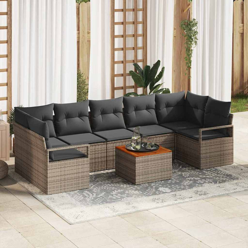 vidaXL Garden Sofa Set 8 pcs Grey