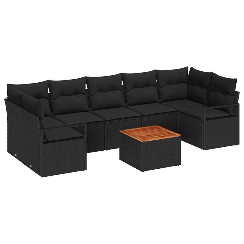 vidaXL Garden Sofa Set 8 pcs Black
