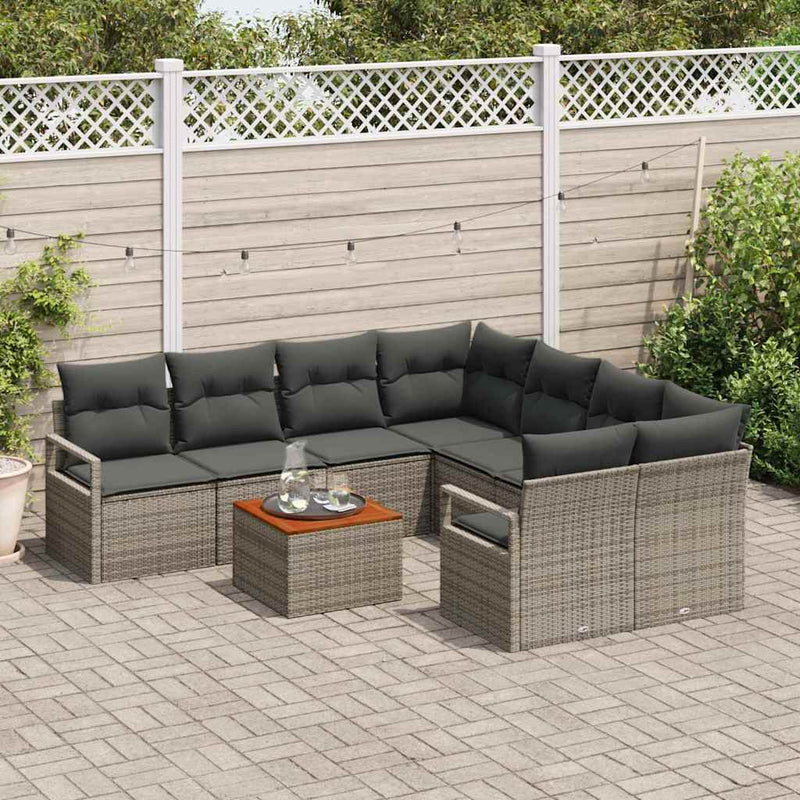 vidaXL Garden Sofa Set 9 pcs Grey