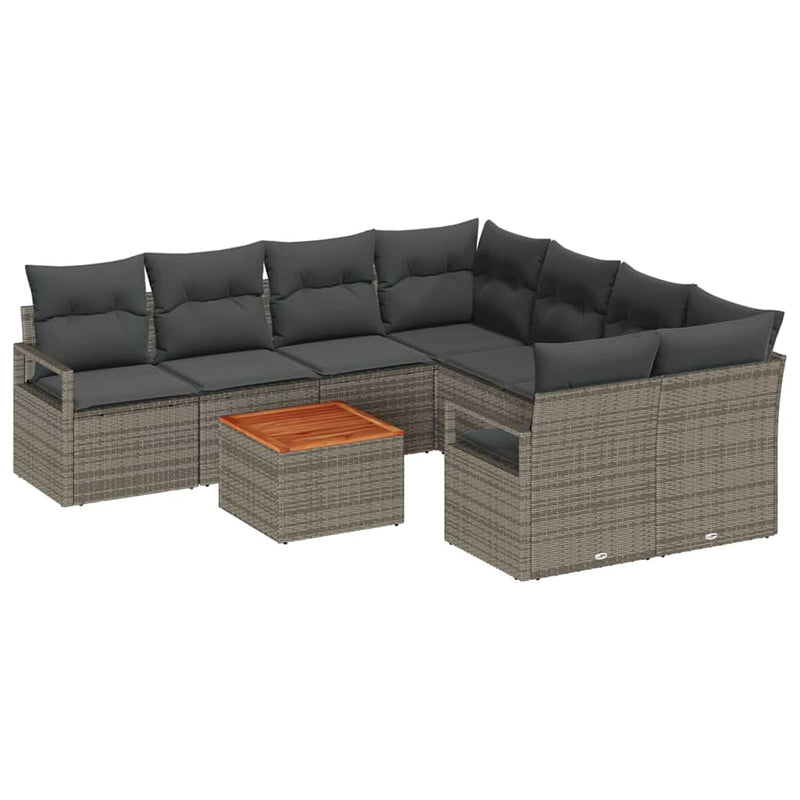 vidaXL Garden Sofa Set 9 pcs Grey