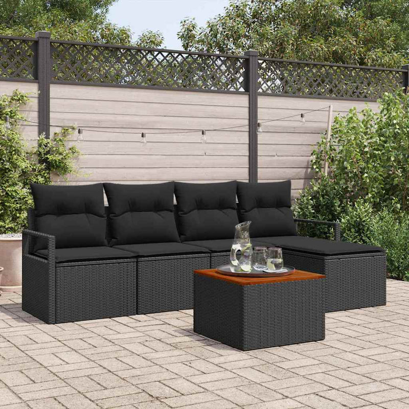 vidaXL Garden Sofa Set 6 pcs Black
