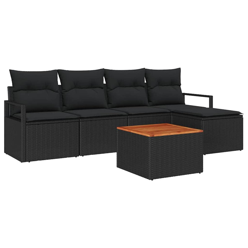 vidaXL Garden Sofa Set 6 pcs Black
