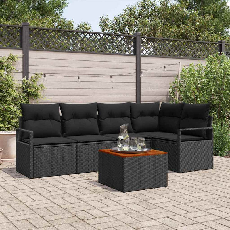 vidaXL Garden Sofa Set 6 pcs Black