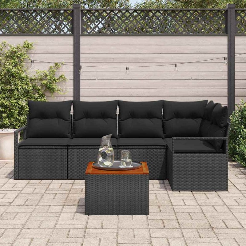 vidaXL Garden Sofa Set 6 pcs Black