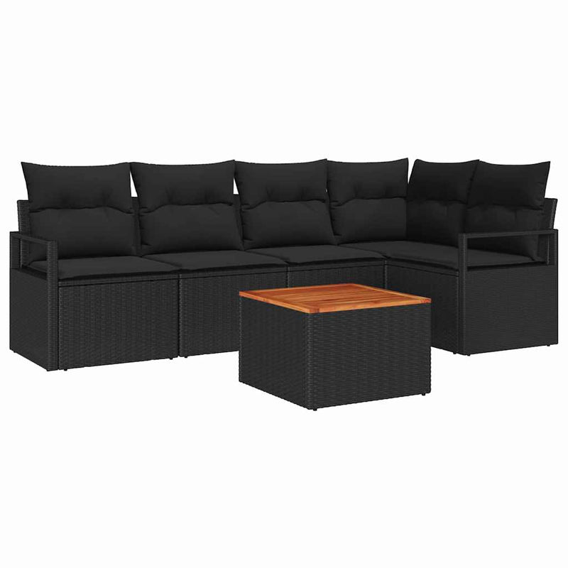 vidaXL Garden Sofa Set 6 pcs Black