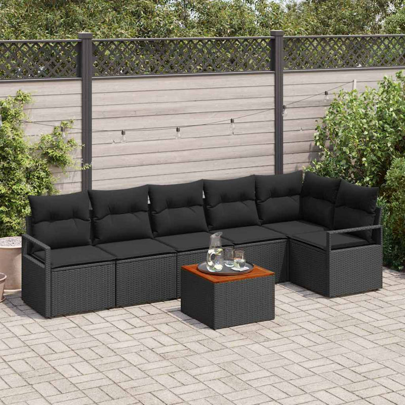 vidaXL Garden Sofa Set 7 pcs Black