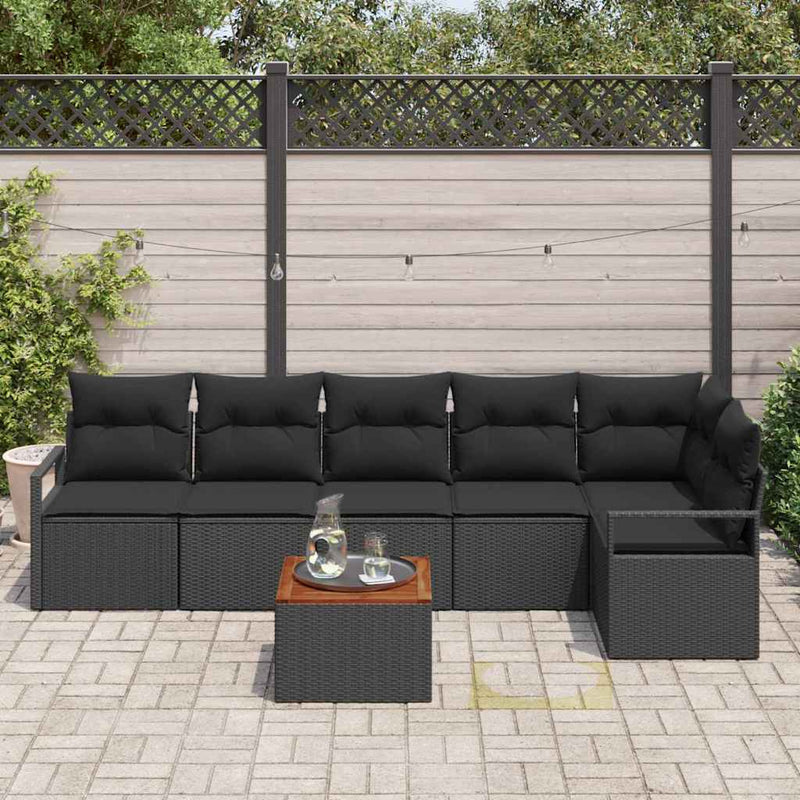 vidaXL Garden Sofa Set 7 pcs Black