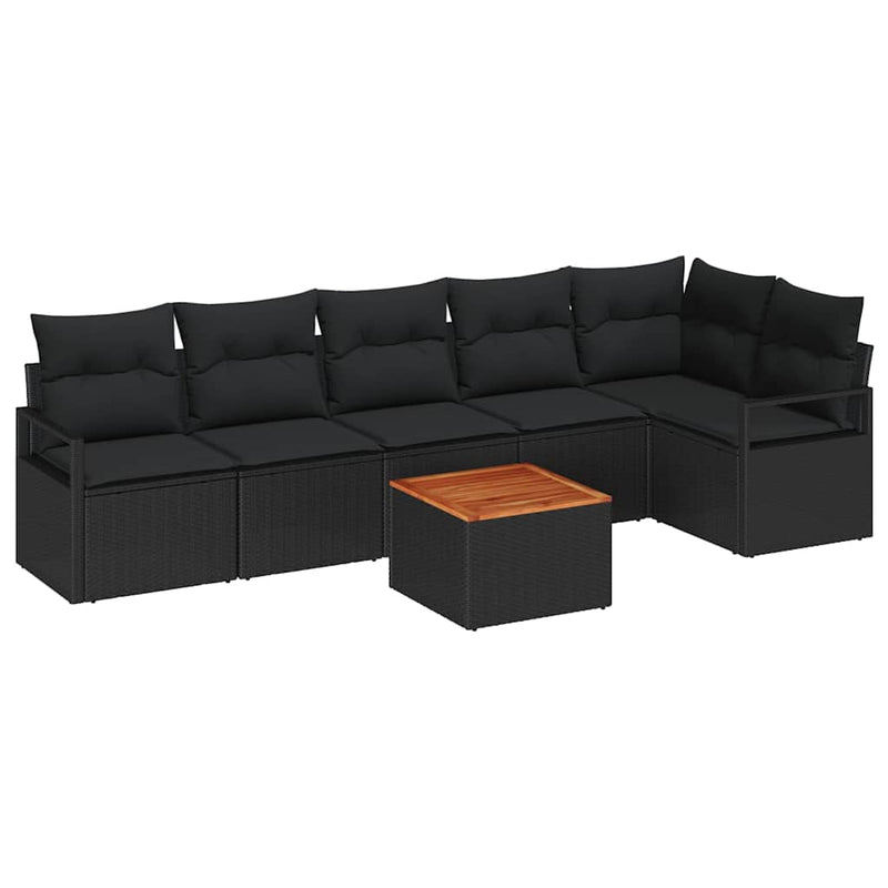 vidaXL Garden Sofa Set 7 pcs Black