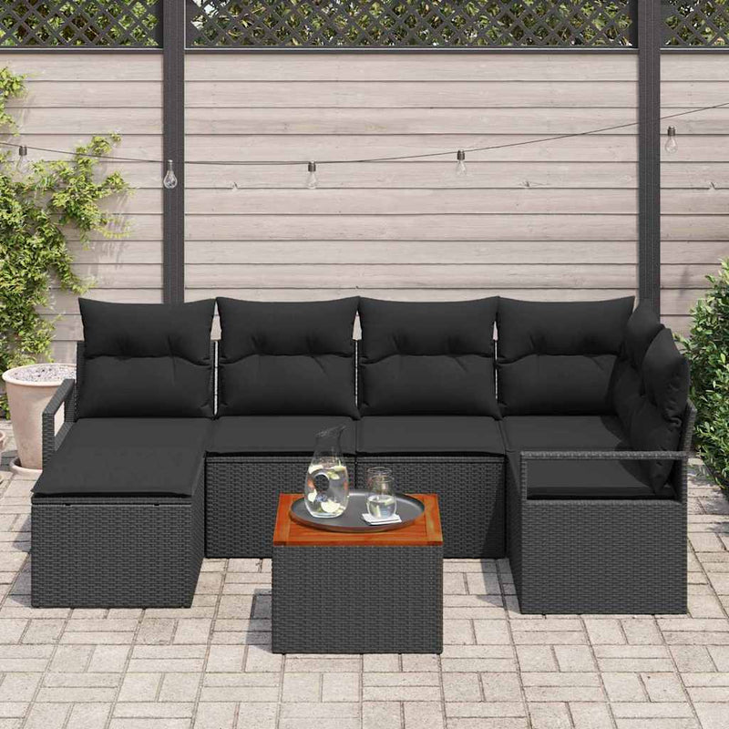 vidaXL Garden Sofa Set 7 pcs Black