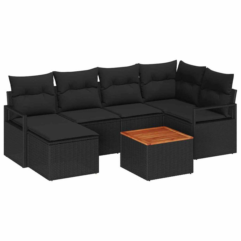 vidaXL Garden Sofa Set 7 pcs Black