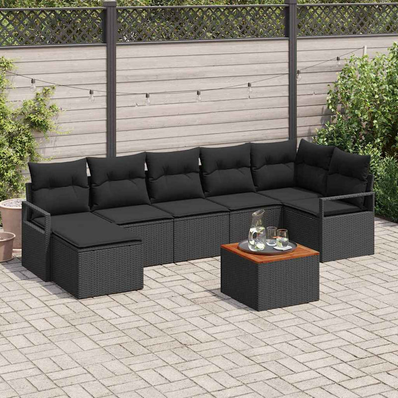 vidaXL Garden Sofa Set 8 pcs Black