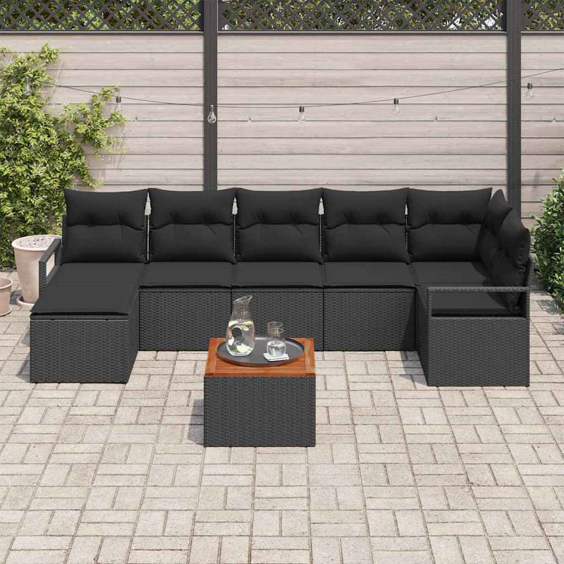 vidaXL Garden Sofa Set 8 pcs Black