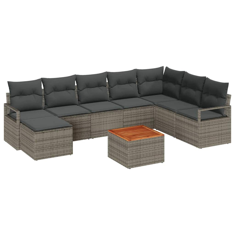 vidaXL Garden Sofa Set 9 pcs Grey
