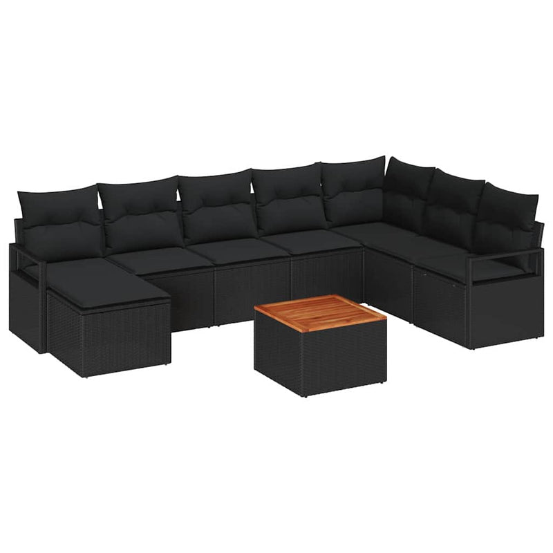 vidaXL Garden Sofa Set 9 pcs Black