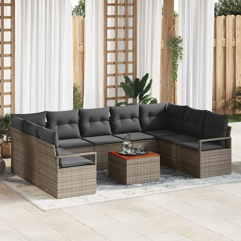 vidaXL Garden Sofa Set 10 pcs Grey