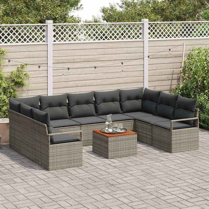 vidaXL Garden Sofa Set 10 pcs Grey