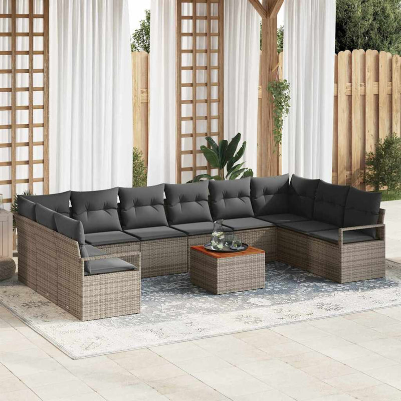 vidaXL Garden Sofa Set 11 pcs Grey