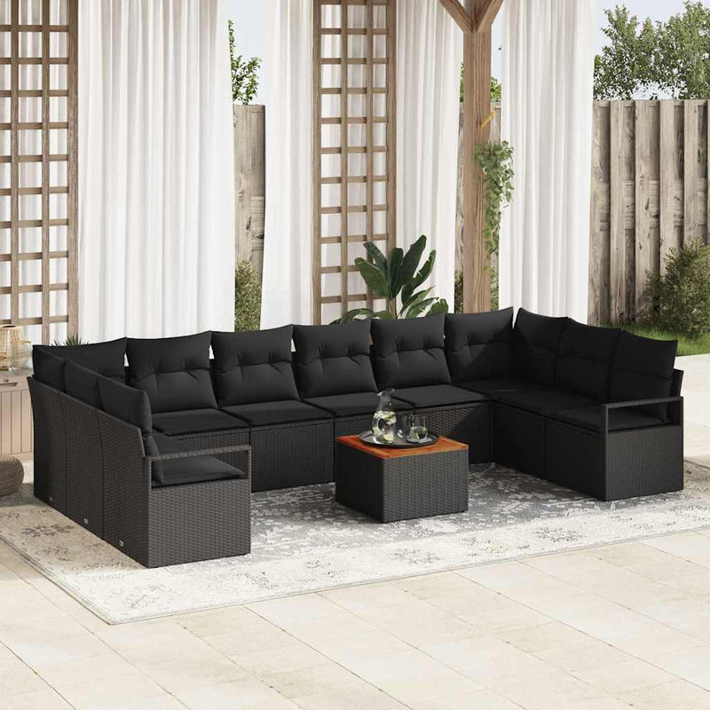 vidaXL Garden Sofa Set 11 pcs Black