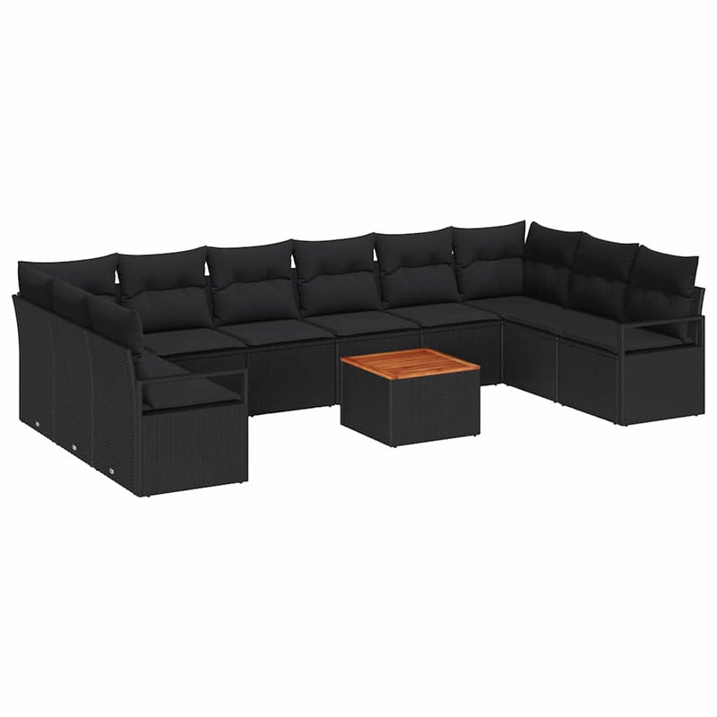 vidaXL Garden Sofa Set 11 pcs Black