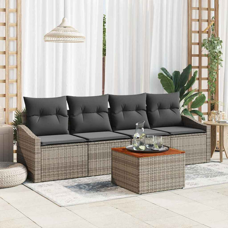 vidaXL Garden Sofa Set 5 pcs Grey