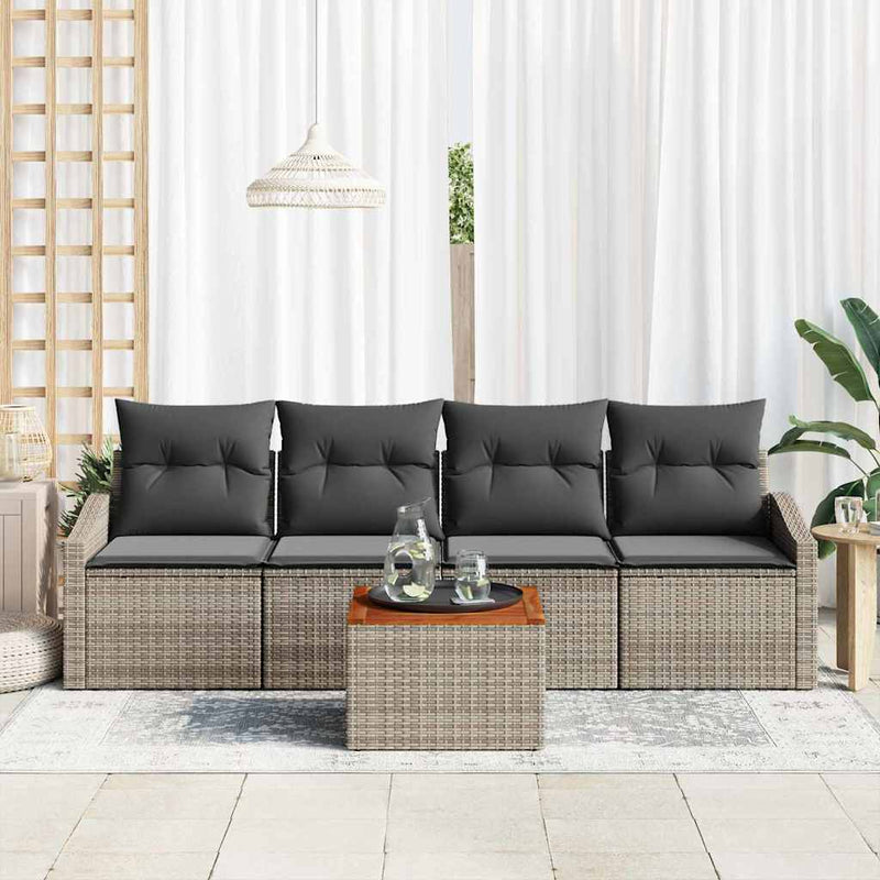 vidaXL Garden Sofa Set 5 pcs Grey