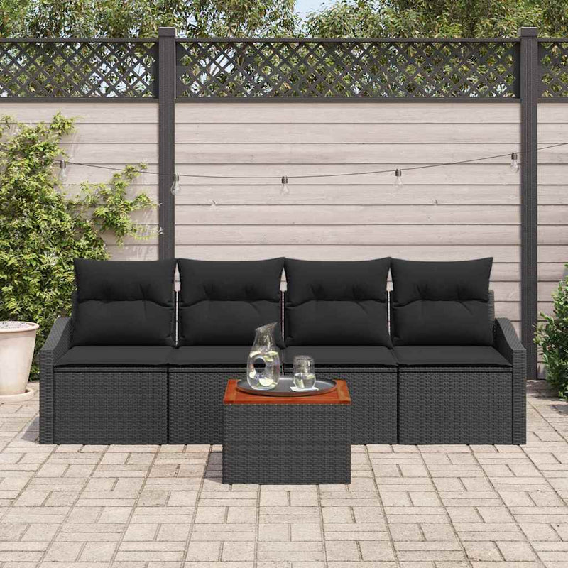 vidaXL Garden Sofa Set 5 pcs Black
