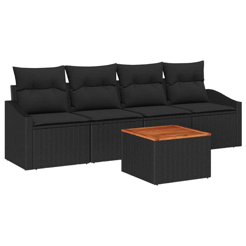 vidaXL Garden Sofa Set 5 pcs Black