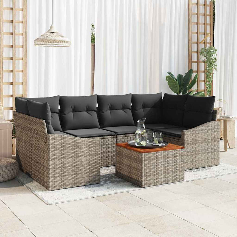vidaXL Garden Sofa Set 7 pcs Grey