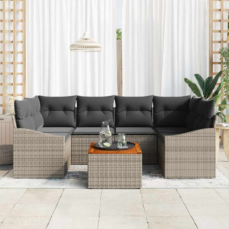 vidaXL Garden Sofa Set 7 pcs Grey
