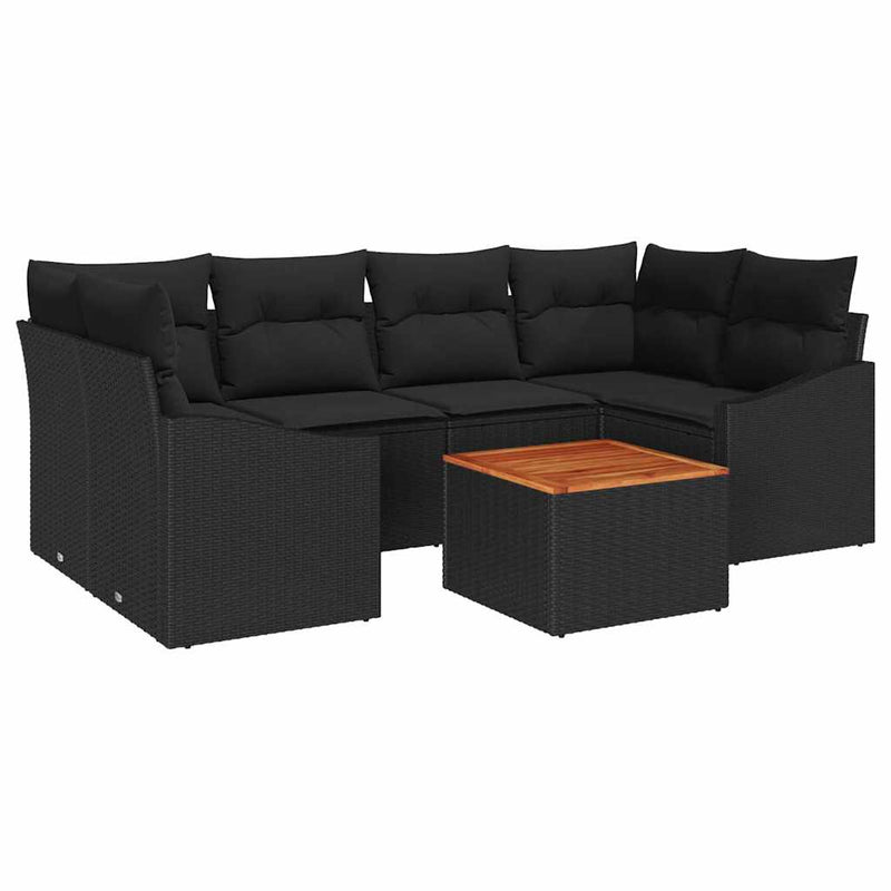 vidaXL Garden Sofa Set 7 pcs Black