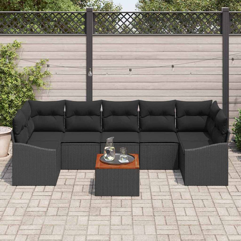 vidaXL Garden Sofa Set 8 pcs Black