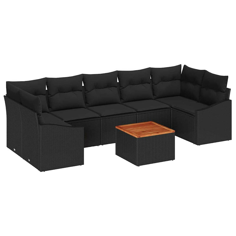 vidaXL Garden Sofa Set 8 pcs Black