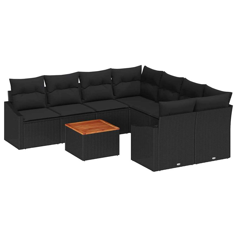 vidaXL Garden Sofa Set 9 pcs Black