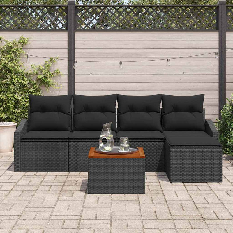 vidaXL Garden Sofa Set 6 pcs Black